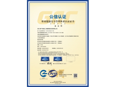 職業(yè)健康安全管理體系認(rèn)證證書(shū)